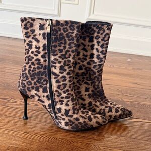 Leopard Print Stiletto Ankle Boots